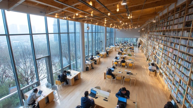 Modern Library Study Space Wide Angle Shot