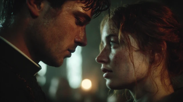 Emotional Tension Priest and Woman A24 Style