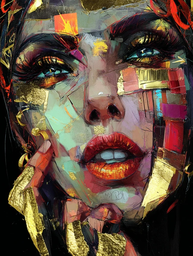 Abstract Woman Painting Colorful and Expressive