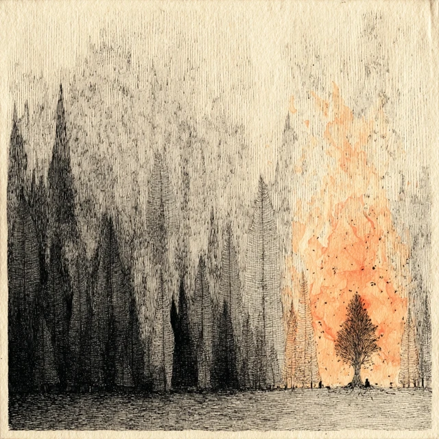 Forest with a Burning Tree