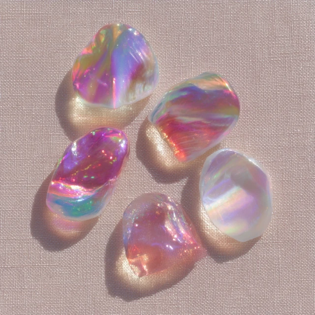 Iridescent Pearls Opalescent Gems Gold Background