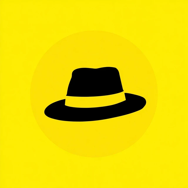 Black Hat Icon on Yellow Background