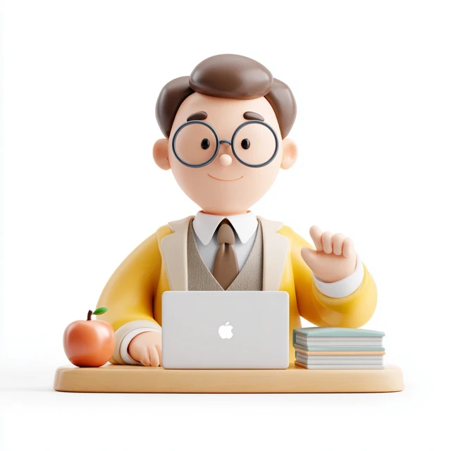 3D Cartoon Teacher Icon For Web Banner Design