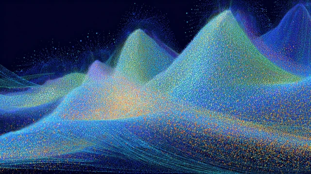 Serene Healing Landscape Pointillism Ink Painting