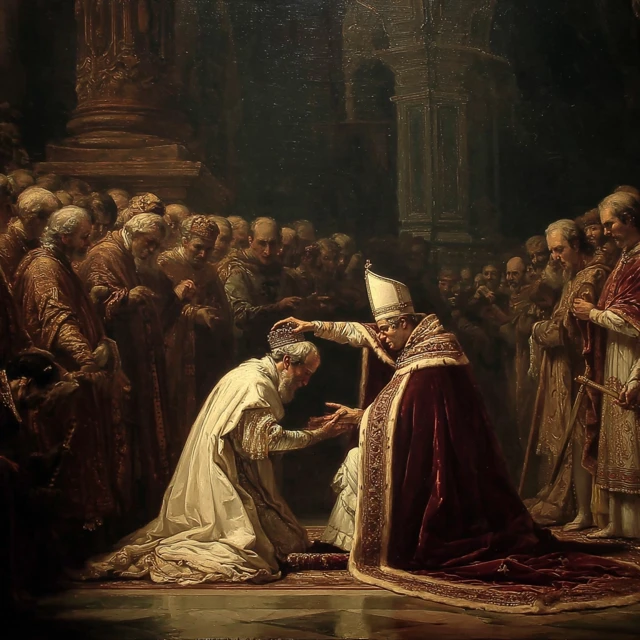 Charlemagne Coronation in a Grand Cathedral Painting