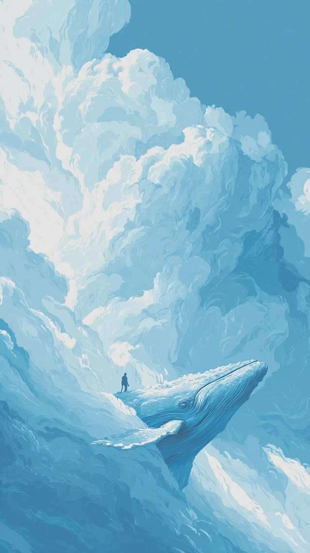 Cloud Whale Minimalist Art