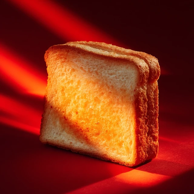 Delicious Toast Slice with Dramatic Red Lighting