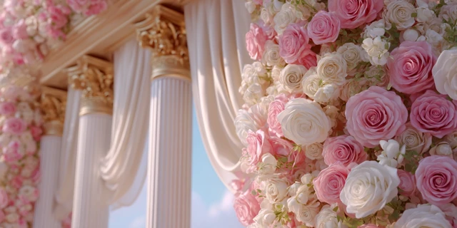 Heavenly Memorial Background Roses Pink White