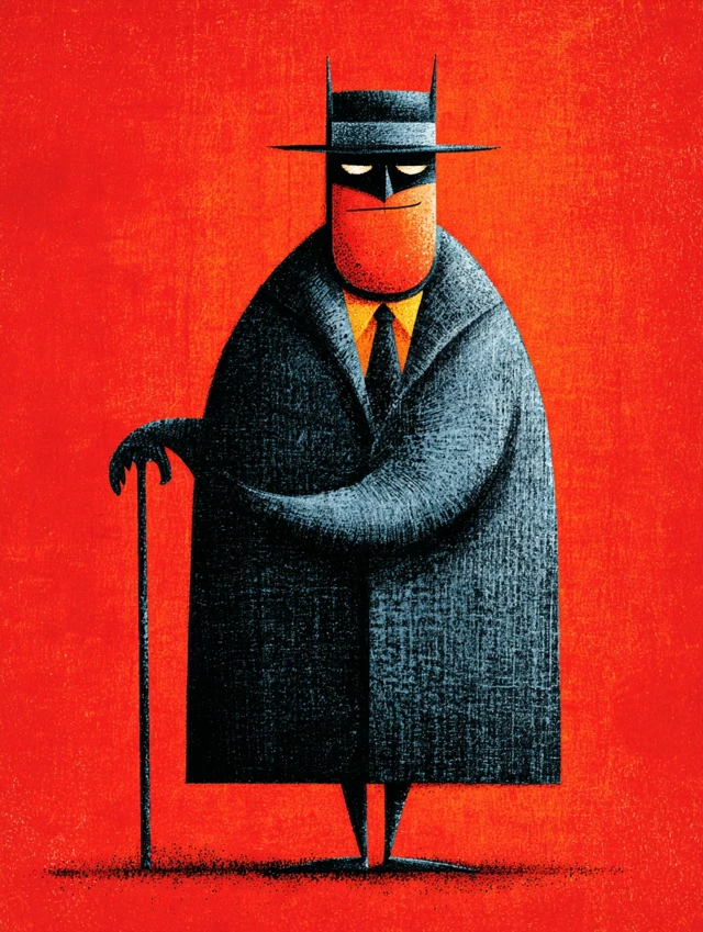 Abstract Illustration of a Detective Smoking a Pipe