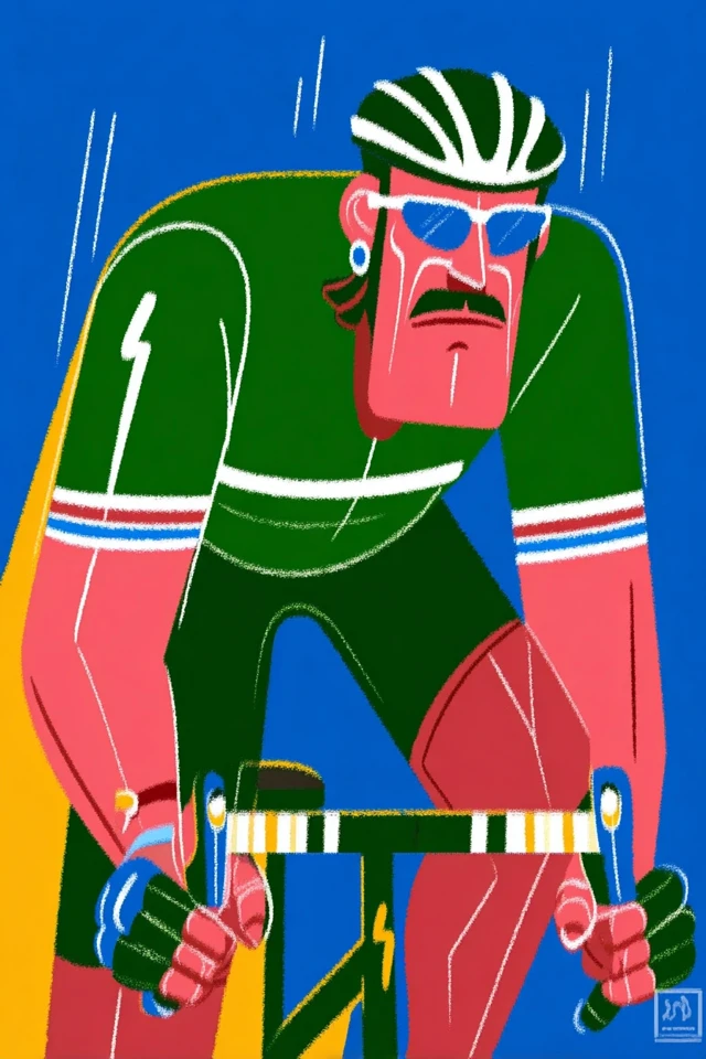 Abstract Cycling Art Cyclist in Lead Peloton Poster