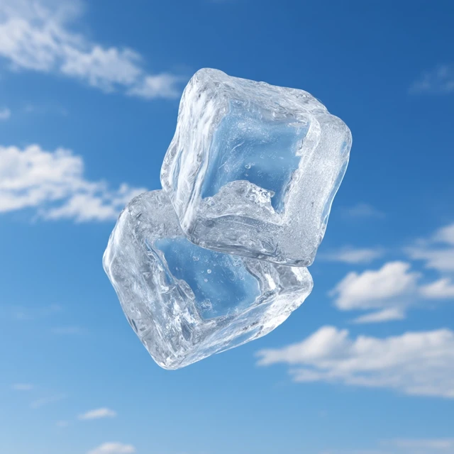 Ice Cubes Floating in Sky Refreshing Cool Image