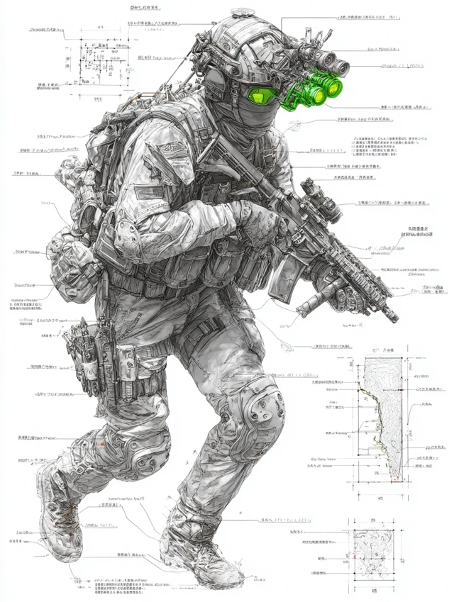 Special Forces Operator Blueprint Night Raid 3D Render