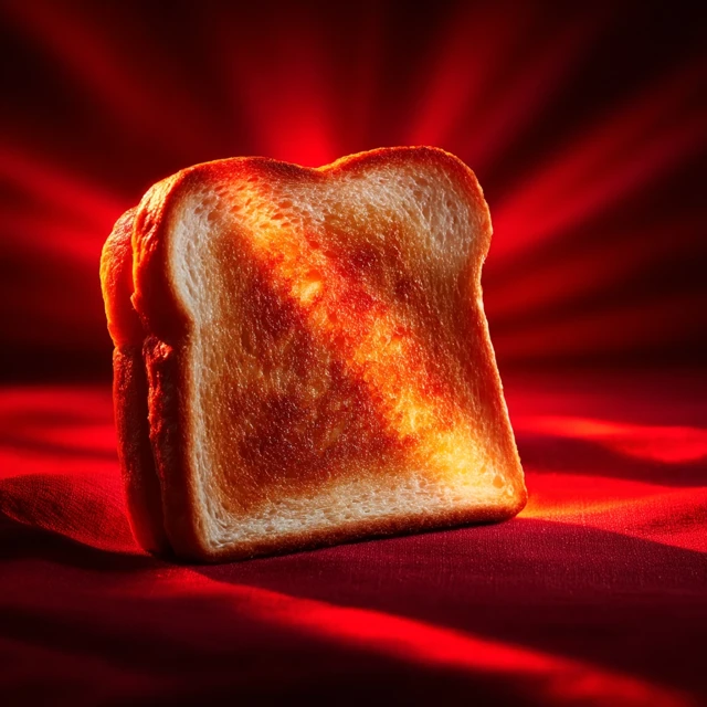 Delicious Toast Slice with Dramatic Red Lighting
