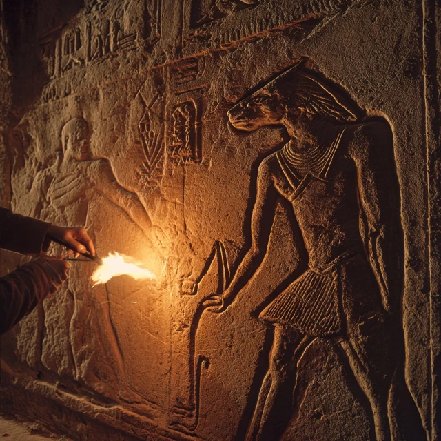 Ancient Egyptian Baboon Cyborg Wall Carving