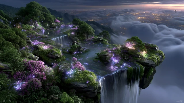 Surreal Floating Island Fantasy Landscape Art
