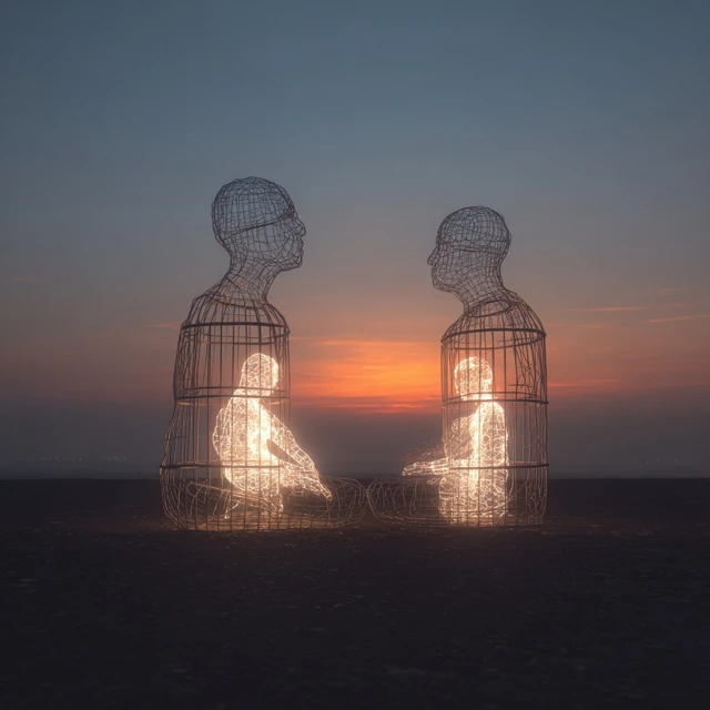 Emotional Wireframe Art Sunset Longing