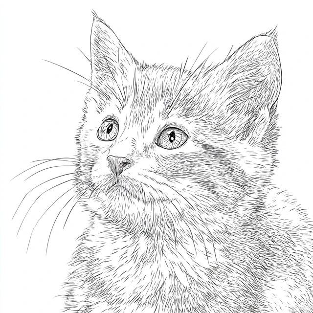 Cute Baby Cat Coloring Page Printable