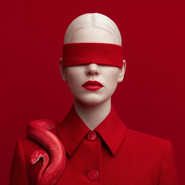 High Fashion Portrait of Woman in Red