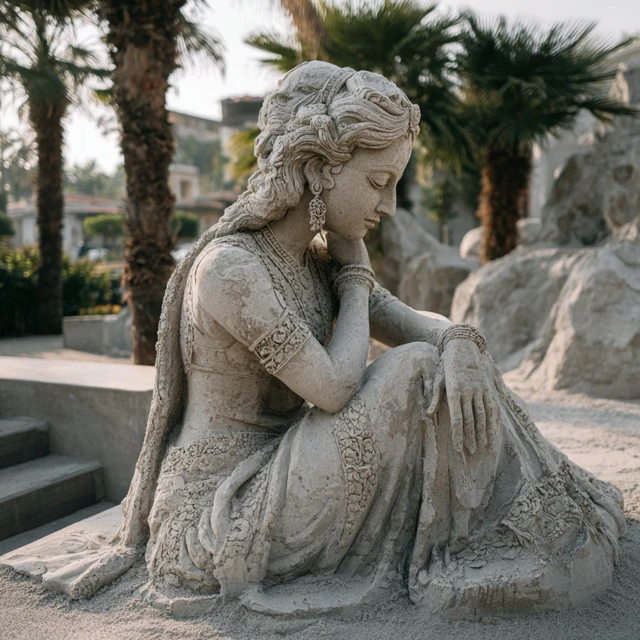 Salt Statue of a Woman on a Salt Flat