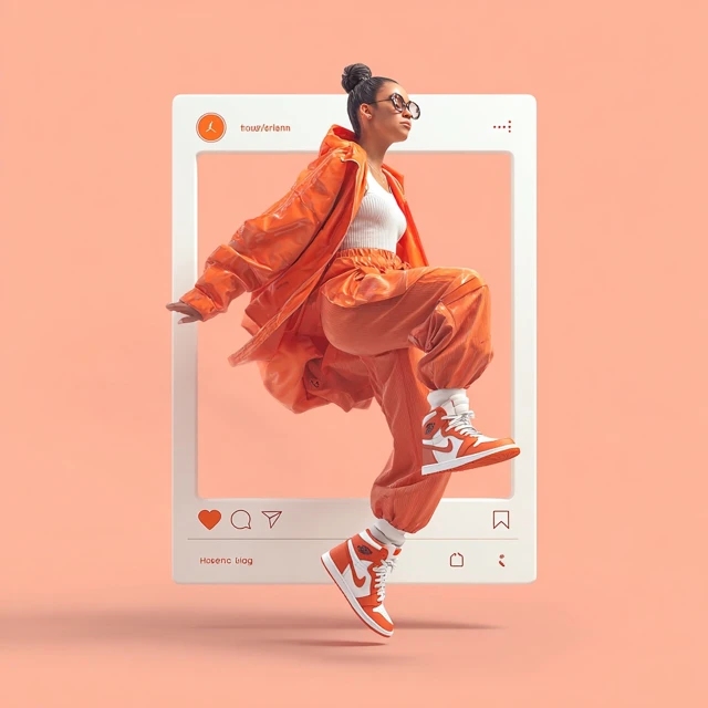 Fashionable Woman in Instagram Frame 3D Illustration