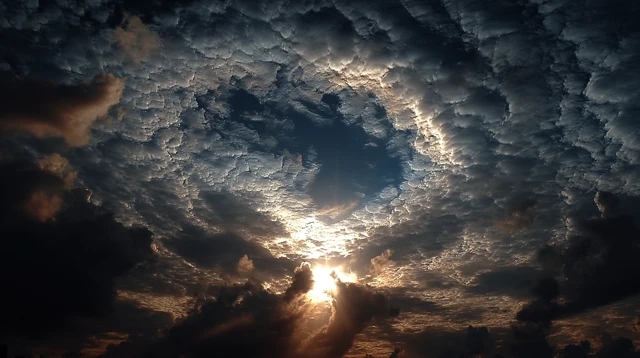 Surreal Cloudscape Ringed Sky Light and Shadows