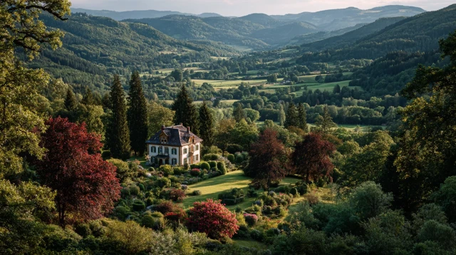Serene Landscape with a House Peaceful and Beautiful