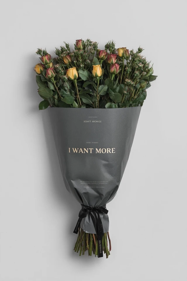 Rose Bouquet in Gray Wrap Studio Photography