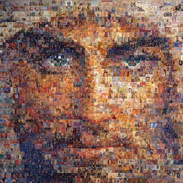 Arabian Mosaic Face Art Made of Many Faces