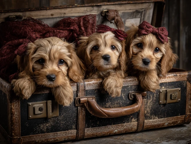 Puppies in Suitcase Adorable Dog Picture