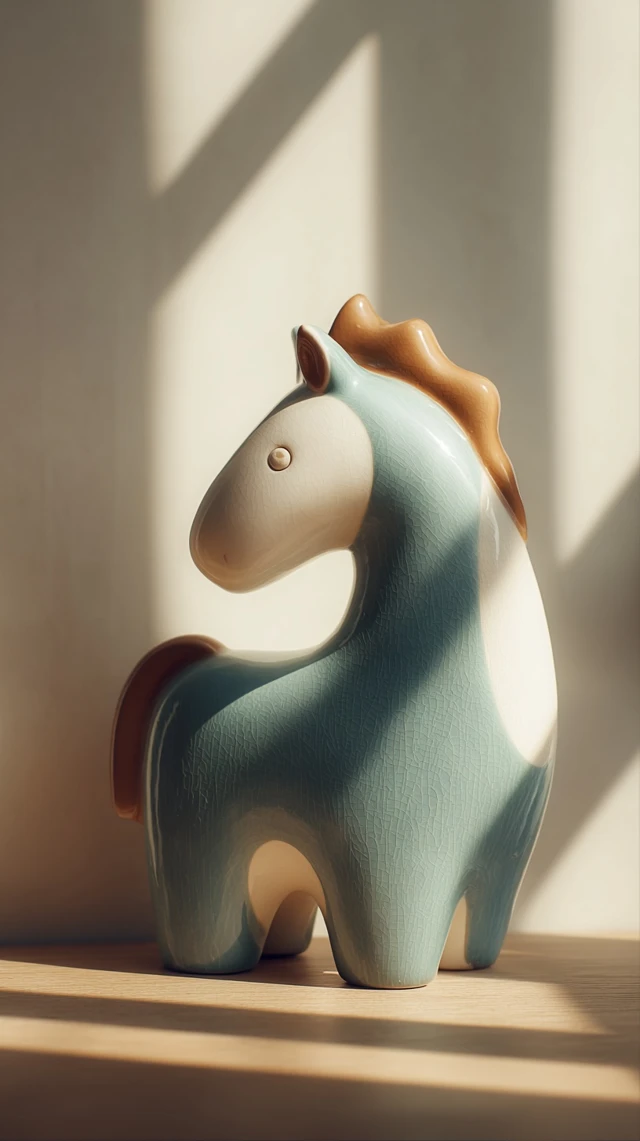 Ceramic Horse Statue Minimalist Cartoon Design