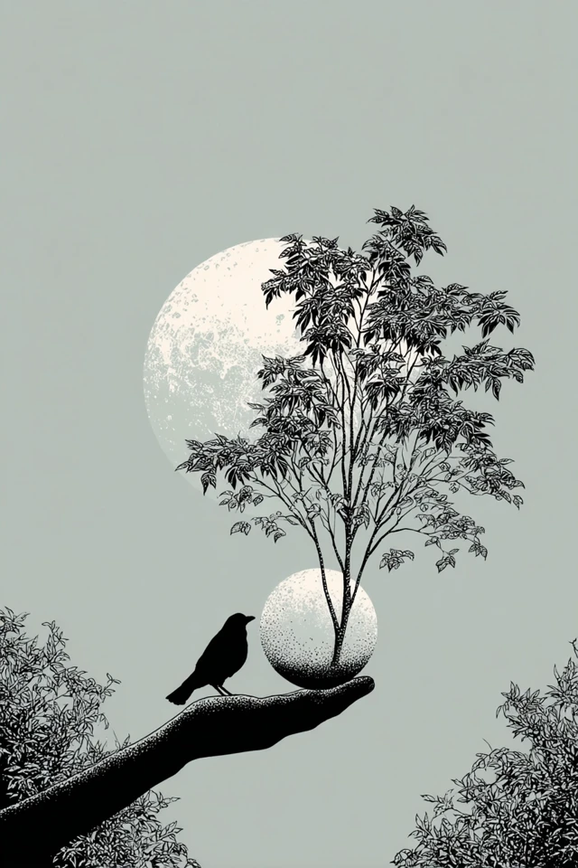 Minimalist Oracle Card Illustration Tree of Life