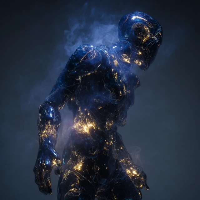 Ominous Glass Statue in Combat Stance