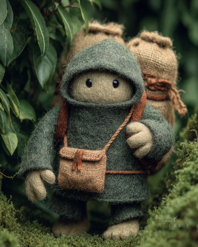 Felt Goblin Thief with Loot Backpack