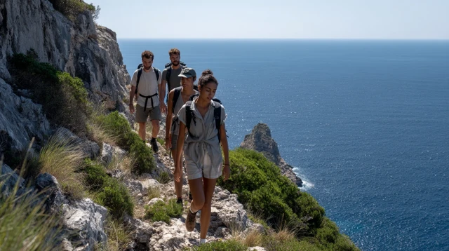 Hikers Explore Mediterranean Coast Mallorca