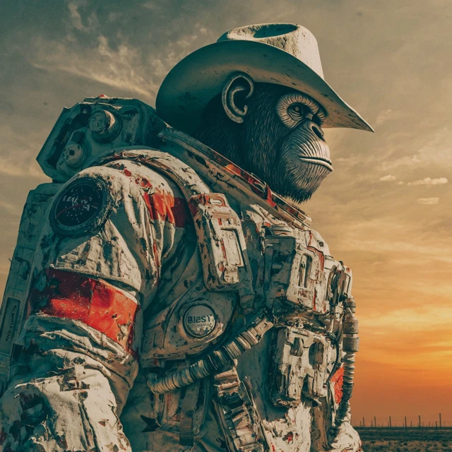Astronaut Cowboy Ape A Stoic Portrait