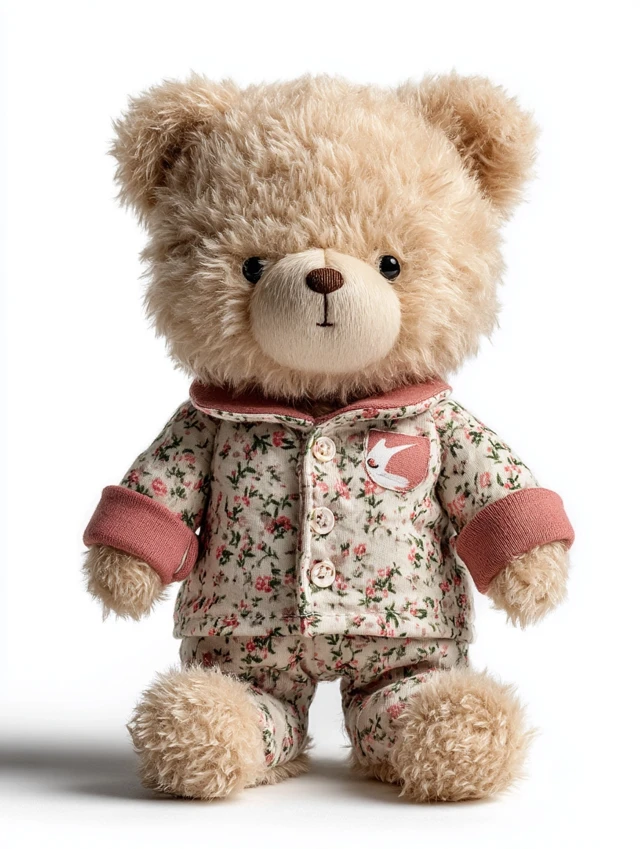 Cute Teddy Bear in Pajamas Product Photography