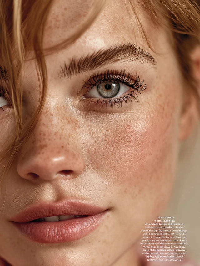 European Model with Natural Lashes and Hazel Eyes