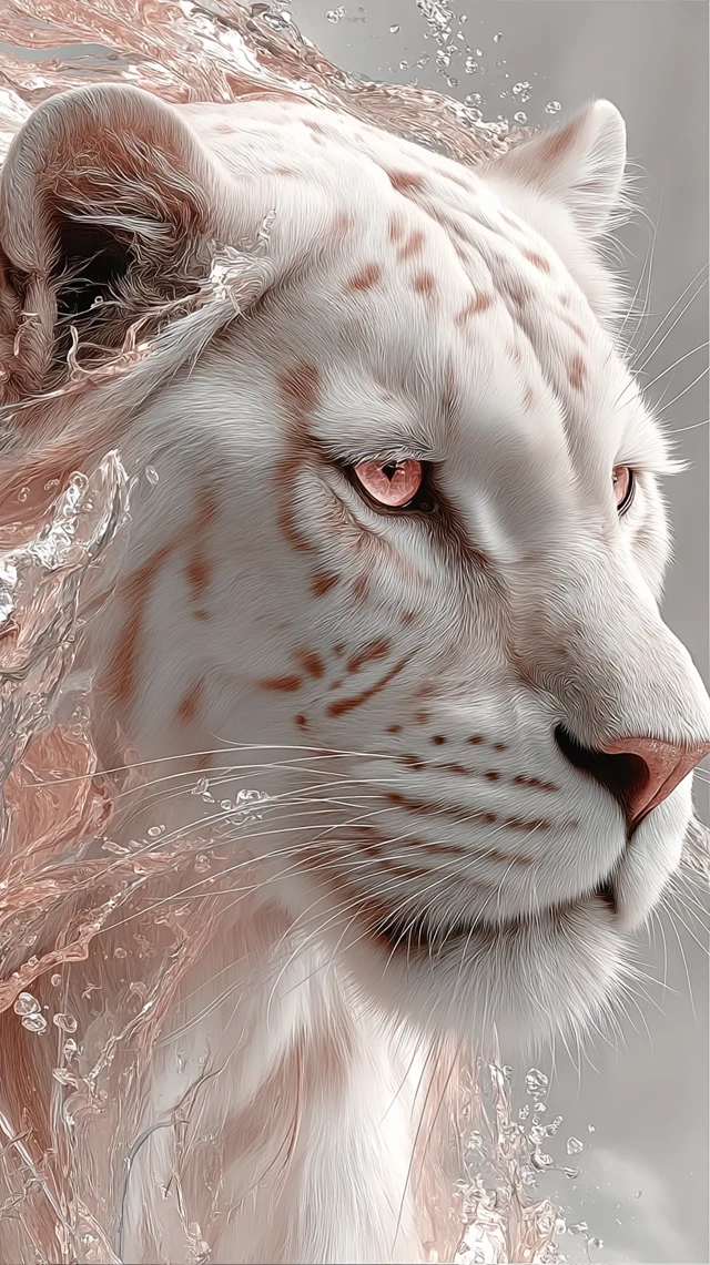 Majestic White Panther Ocean Guardian Illustration