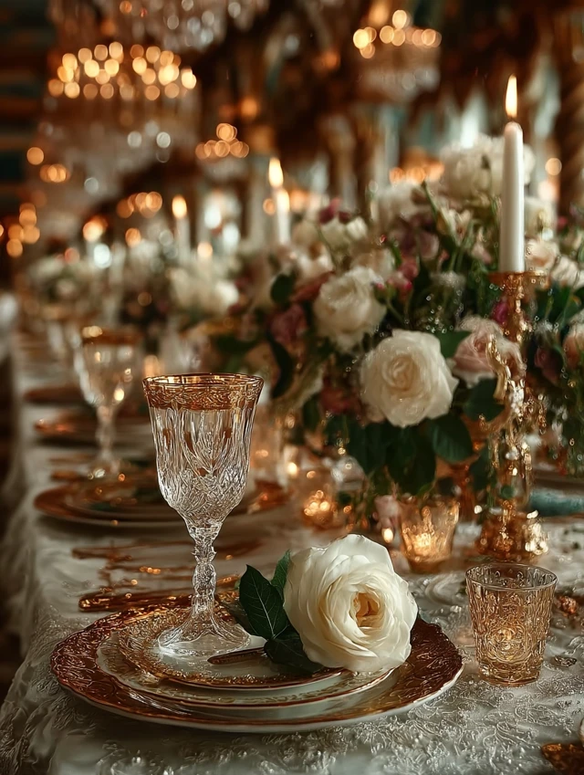 Elegant Banquet Hall Setting Luxurious Detail