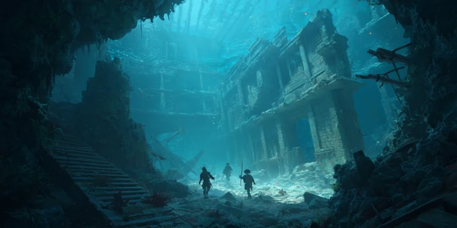 Haunted Shipwreck Underwater Scene
