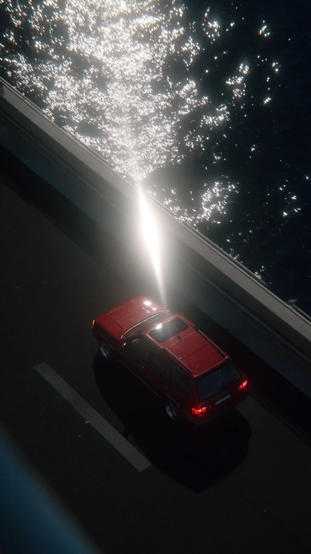Cinematic Car on the Road with Motion Blur A Vaporwave Aesthetic