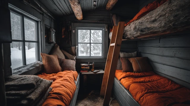 Cozy Cabin Interior Photography Winter Scene