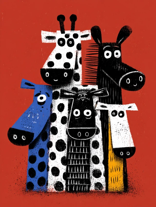 Dogon Art Inspired Illustration Of Dogs