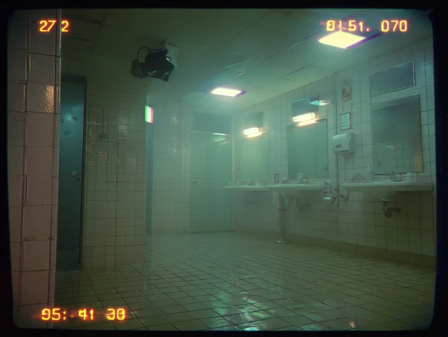 Surreal Retro Bathroom: Liminal Space