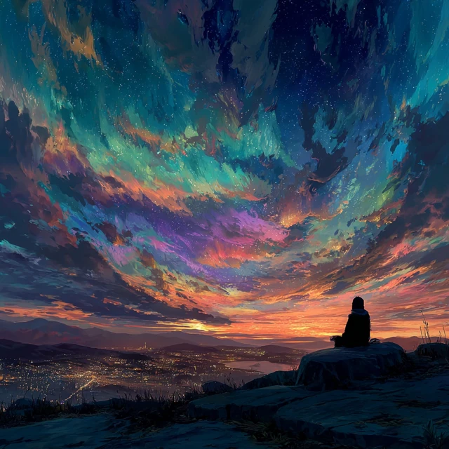 Anime Aurora Sky Panoramic View