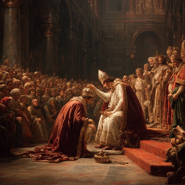 Charlemagne Coronation in a Grand Cathedral Painting