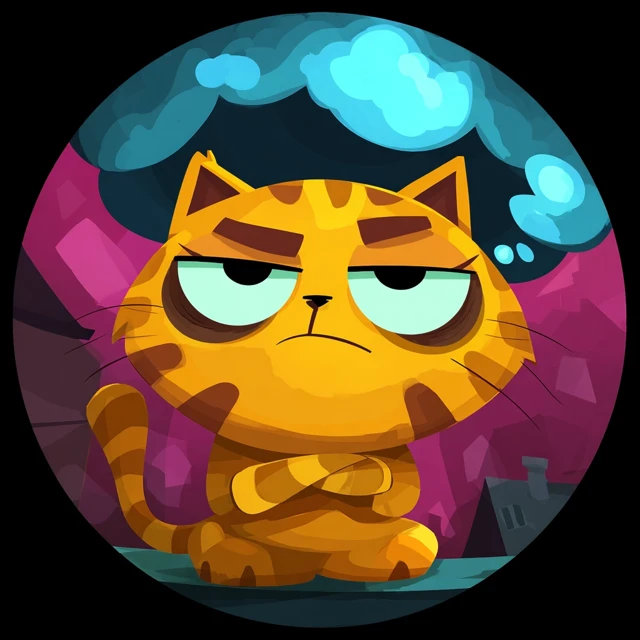 Grumpy Cat Badge Cartoon Illustration