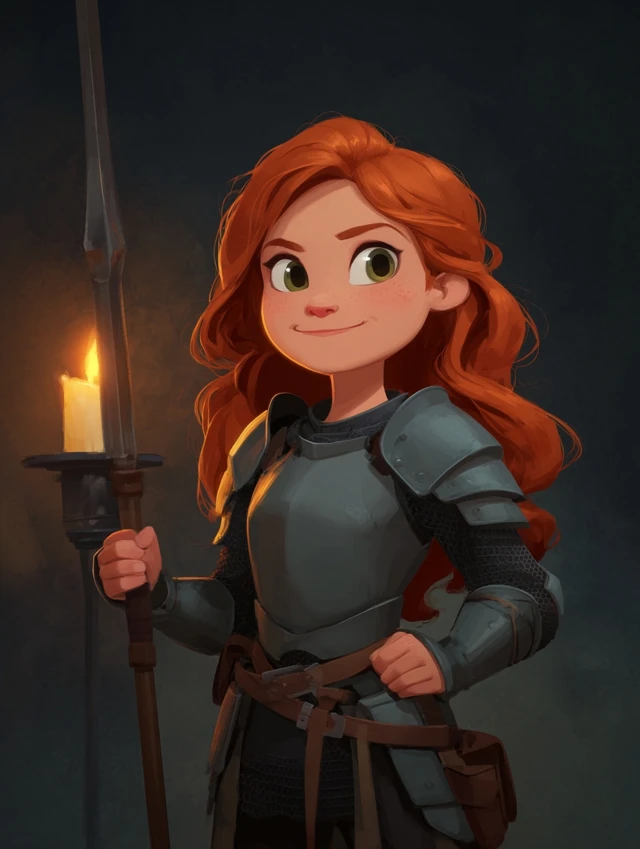 Anime Warrior Woman Halberd Armor Candle