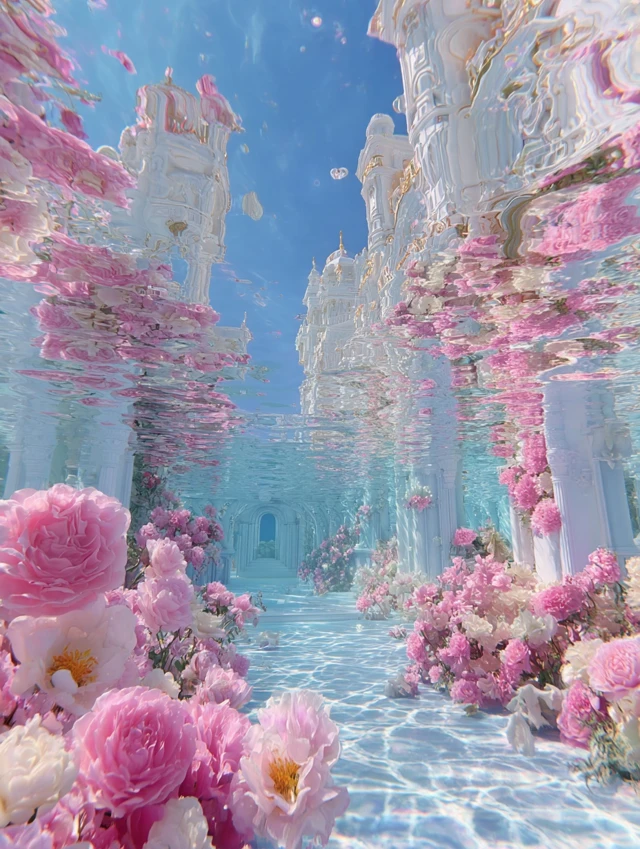 Underwater Dream Castle Baroque Architecture Floral