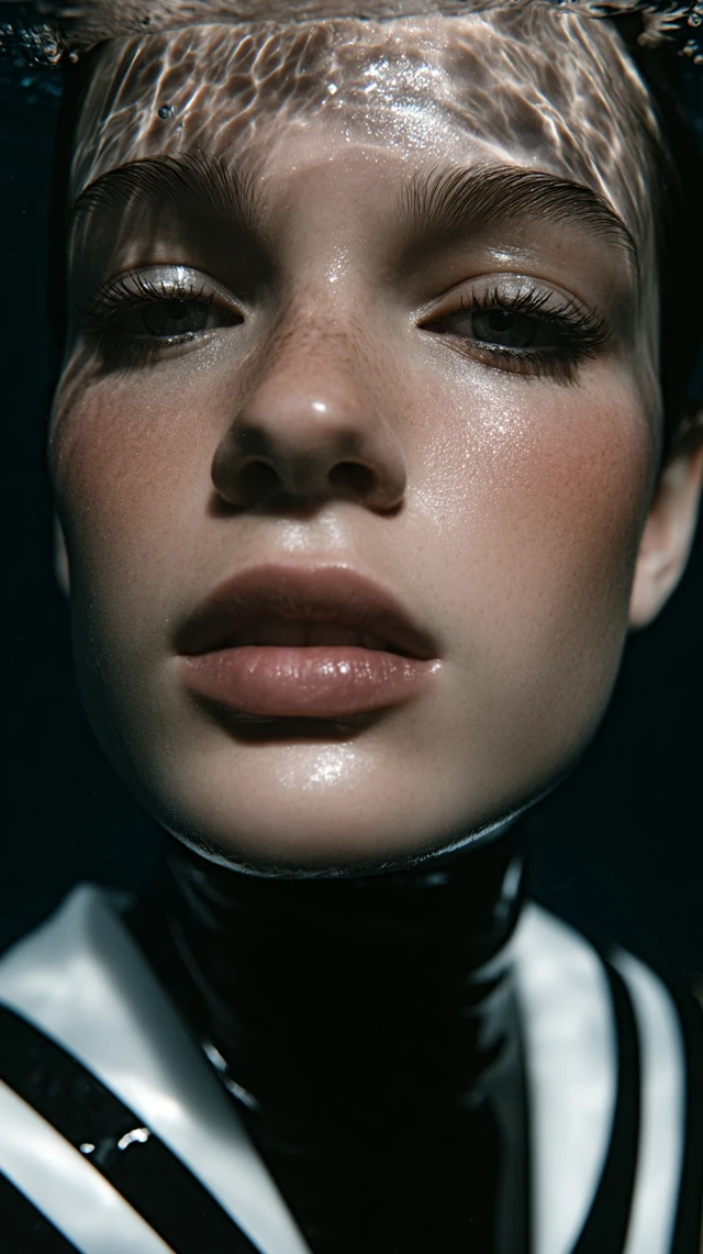 Underwater High Fashion Portrait Beautiful Woman